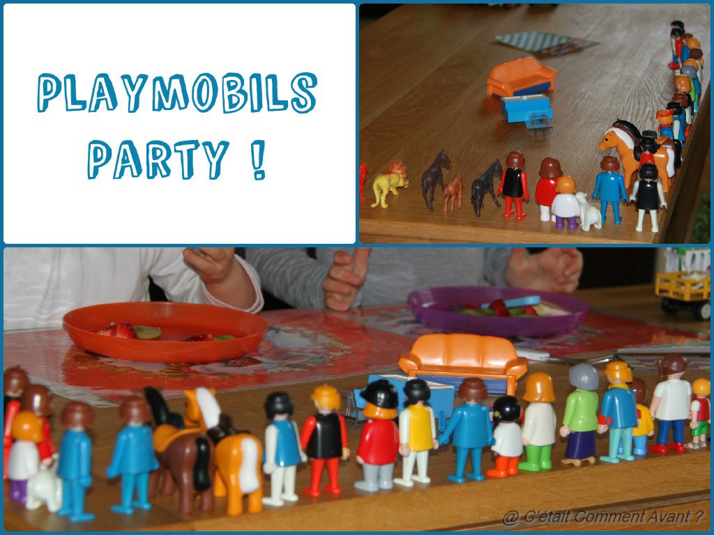 Faire une haie d'honneur de playmobil avant de goûter devant ces admirateurs !